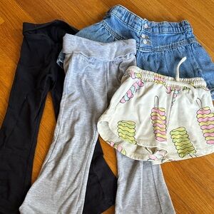 Zara Kids Bottoms Bundle - Black, Gray, Denim, Cream with Pink & Yellow Print